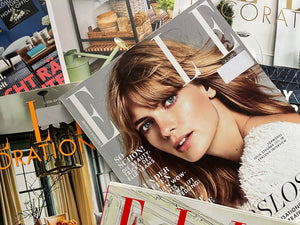 Elle displayed with other magazines like Elle.